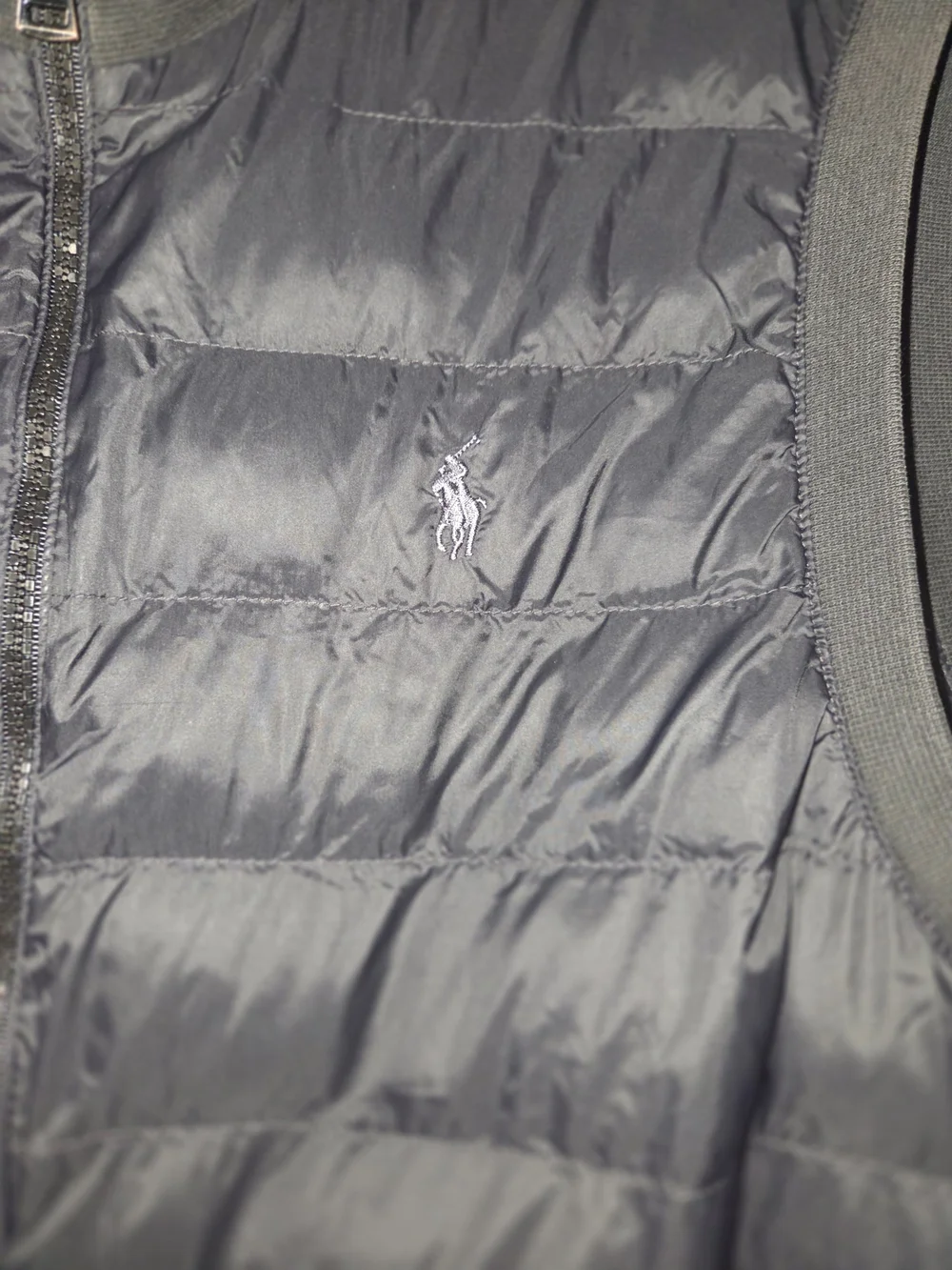 Polo Ralph Lauren Men's Large Black Knit & Quilted Zip Primaloft Hybrid Vest